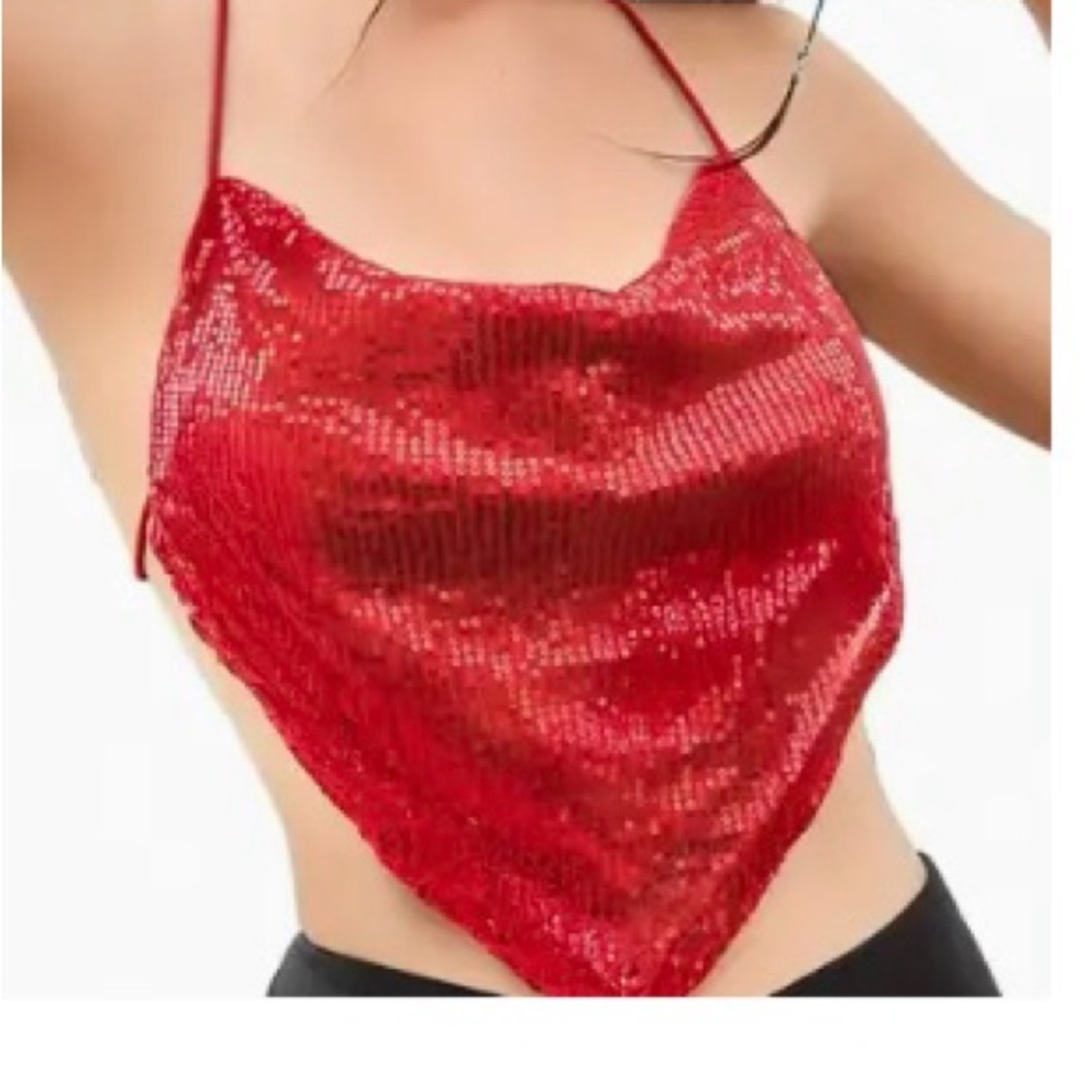 Sequin spaghetti crop top